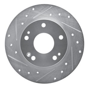 Honda Civic Brake Rotor (1) - Rear Left - R1 Concepts - Drilled & Slotted - Silver - `16-`25